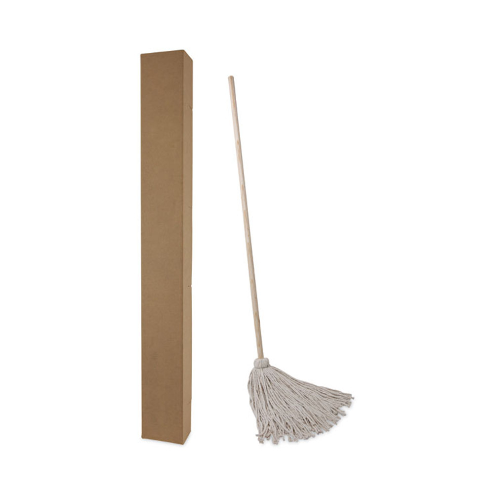 BOARDWALK 124C Handle/Deck Mops, #24 White Cotton Head, 54" Natural Wood Handle, 6/Pack