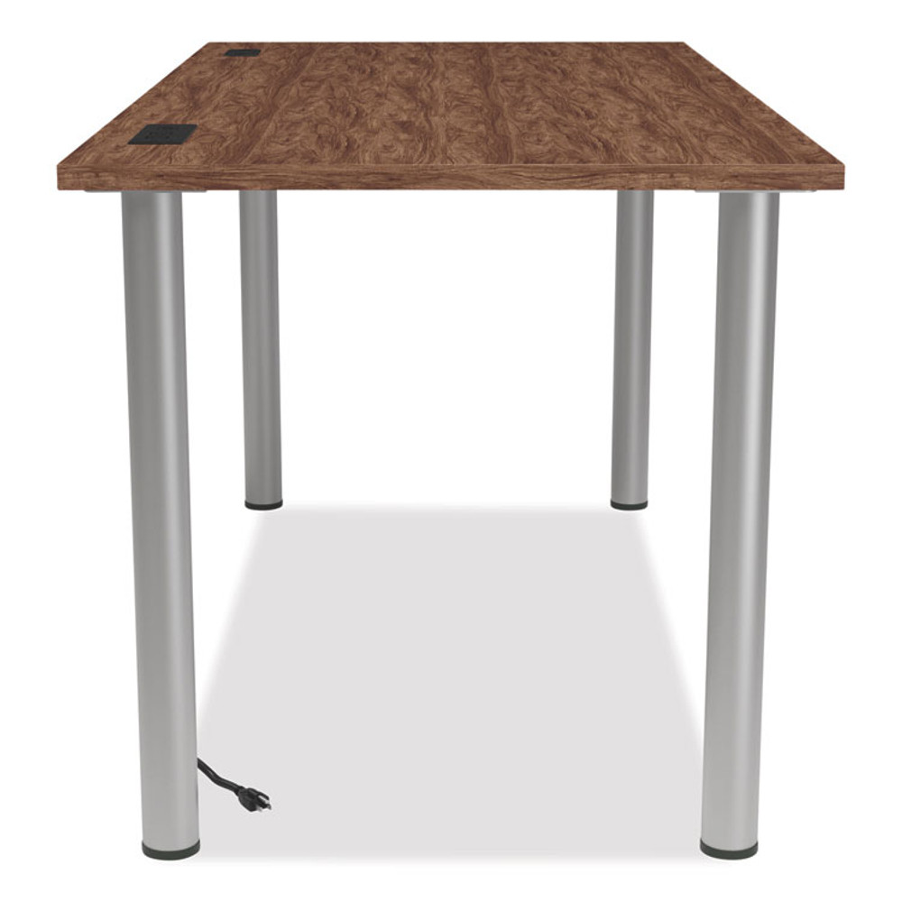 UNION & SCALE 24398967 Essentials Writing Table-Desk with Integrated Power Management, 59.7" x 29.3" x 28.8", Espresso/Aluminum