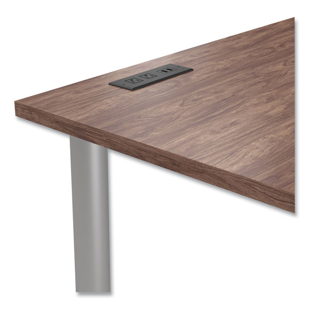 UNION & SCALE 24398967 Essentials Writing Table-Desk with Integrated Power Management, 59.7" x 29.3" x 28.8", Espresso/Aluminum