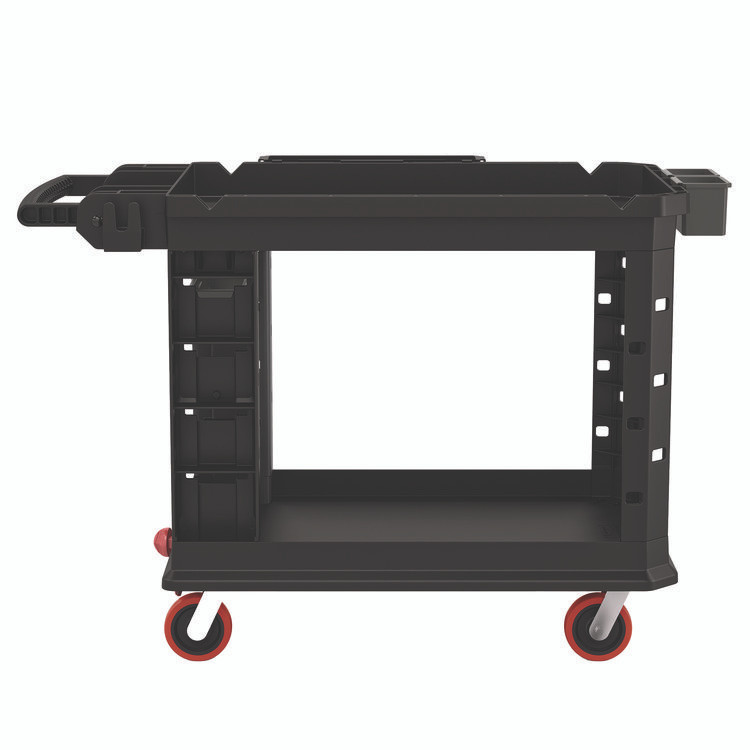 SUNCAST CORPORATION Commercial® PUCHD2645 Heavy Duty Plus Utility Cart, Plastic, 2 Shelves, 6 Bins, Capacity, 26.5" x 48.78" x 34.81", Black