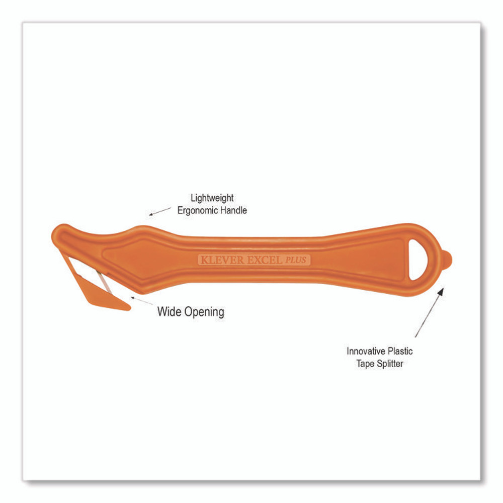 KLEVER INNOVATIONS Kutter™ PLS40030G Excel Plus Safety Cutter, 7" Plastic Handle, Orange, 10/Box