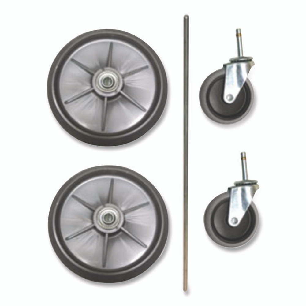 RUBBERMAID COMMERCIAL PROD. 9T94-M1 8" Ball Bearing Wheel and 4" Swivel Stem Caster Kit with Axle for Microfiber Cleaning Cart, (2) Wheels, (2) Casters