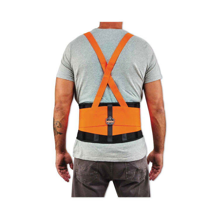 TENACIOUS HOLDINGS, INC. ergodyne® 11882 ProFlex 100HV Economy Hi-Vis Spandex Back Support Brace, Small, 25" to 30" Waist, Black/Orange
