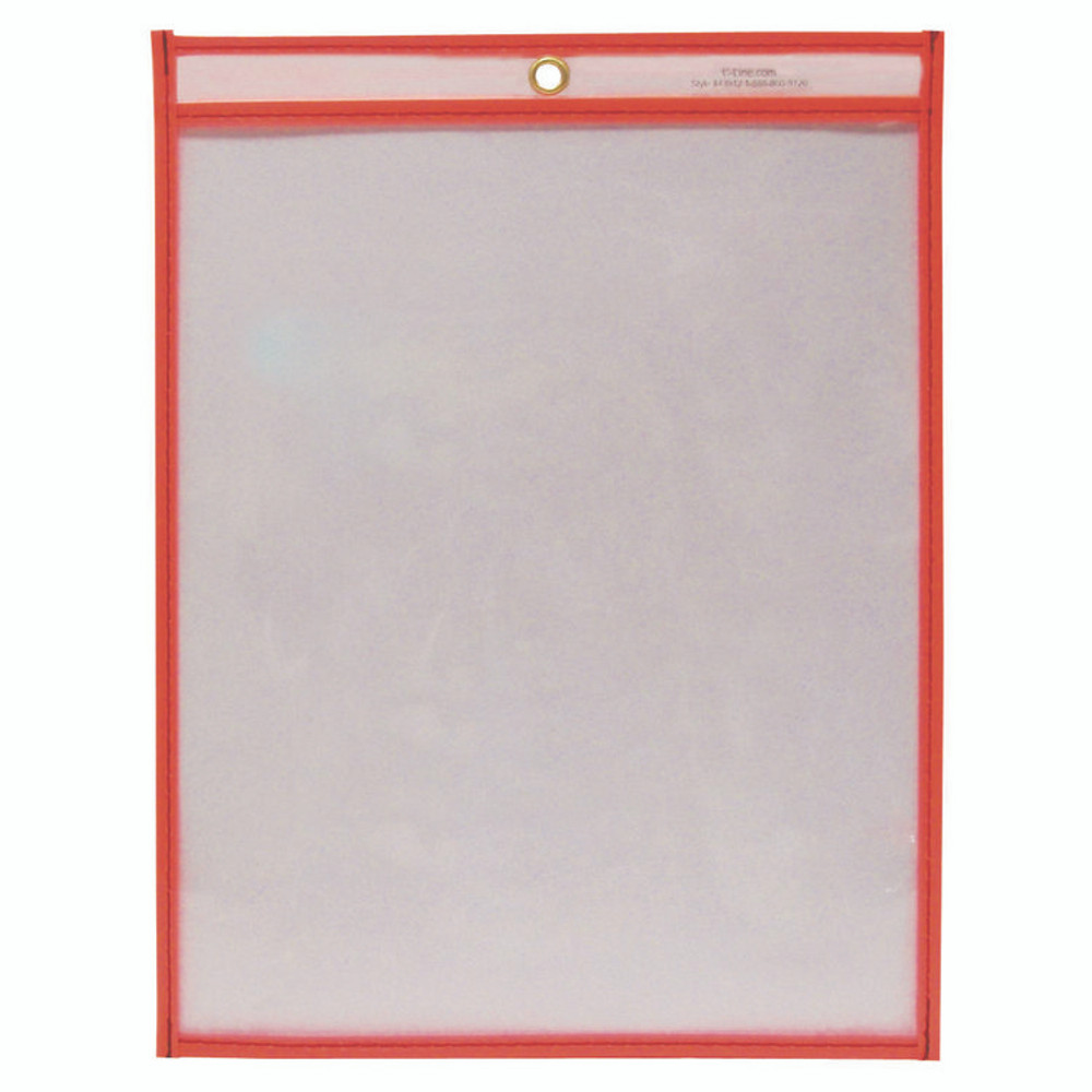 C-LINE PRODUCTS, INC 40814 Reusable Dry Erase Pockets, Super Heavy-Duty, Top Load 9 x 12 Insert, Clear Front, Neon Red Border, 30/Pack
