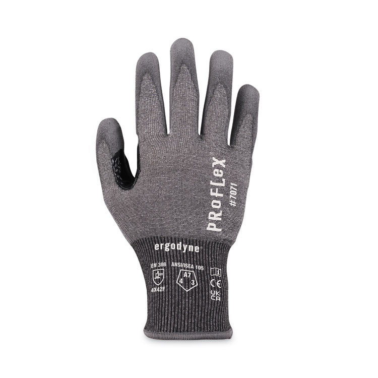 TENACIOUS HOLDINGS, INC. ergodyne® 18075 ProFlex 7071 ANSI A7 PU Coated CR Gloves, EN388: 4X42F, 9" Long, X-Large, Gray, Pair