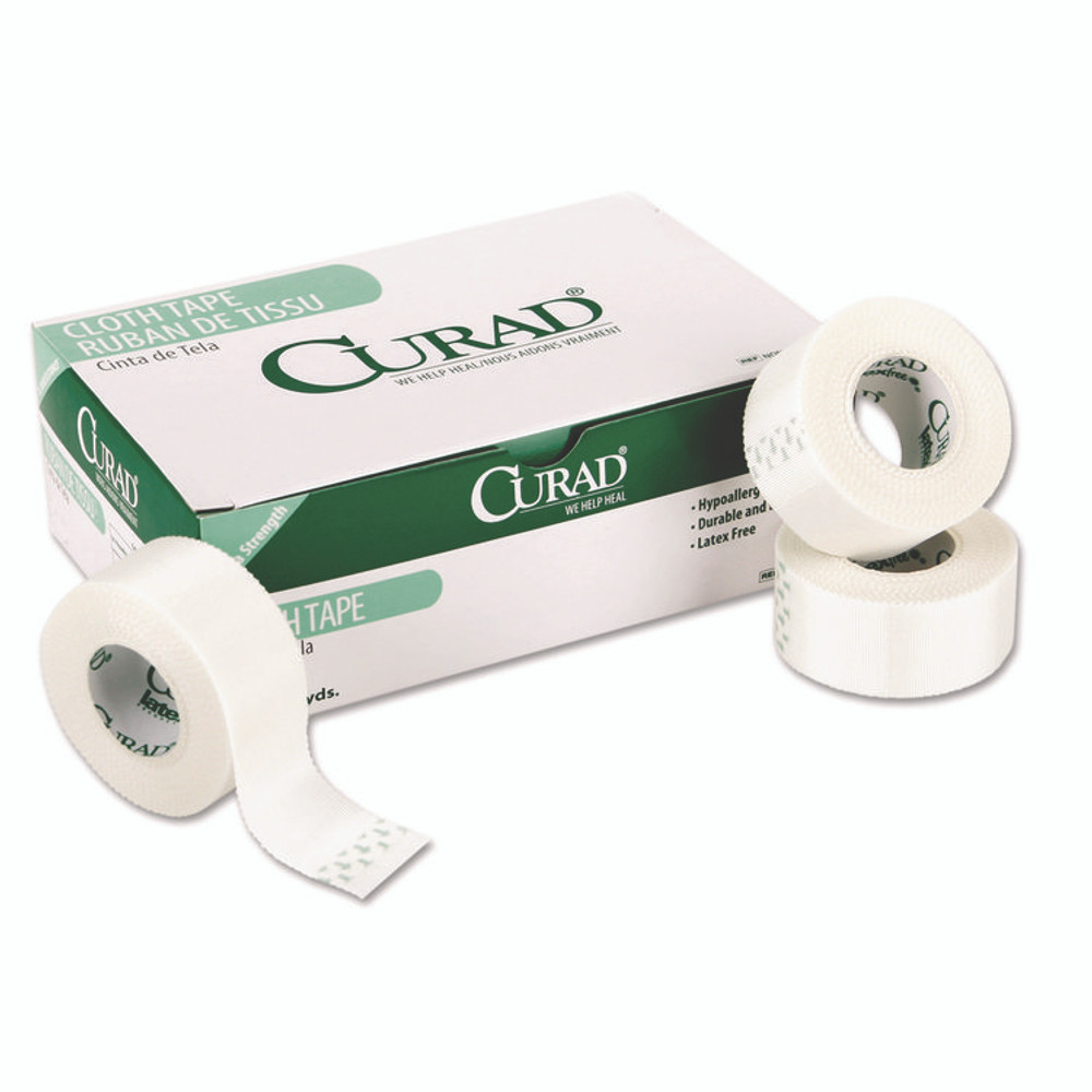 MEDLINE INDUSTRIES, INC. Curad® NON270101 First Aid Cloth Silk Tape, Heavy-Duty, Acrylic/Silk, 1" x 10 yds, White, 12/Pack