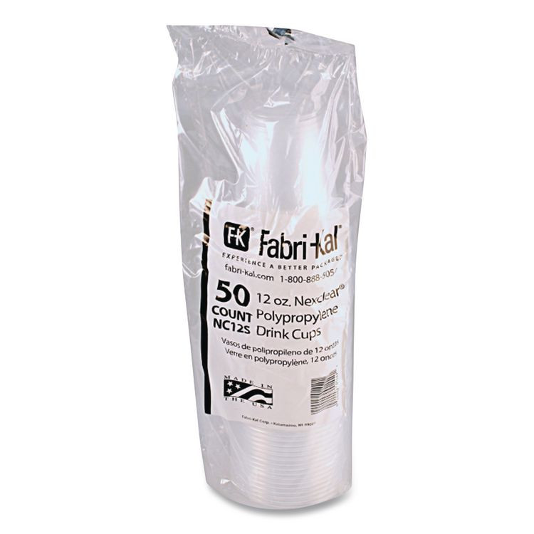 FABRI-KAL NC12S Nexclear Polypropylene Drink Cups, 12 to 14 oz, Plastic, Clear, 50/Bag, 20 Bags/Carton