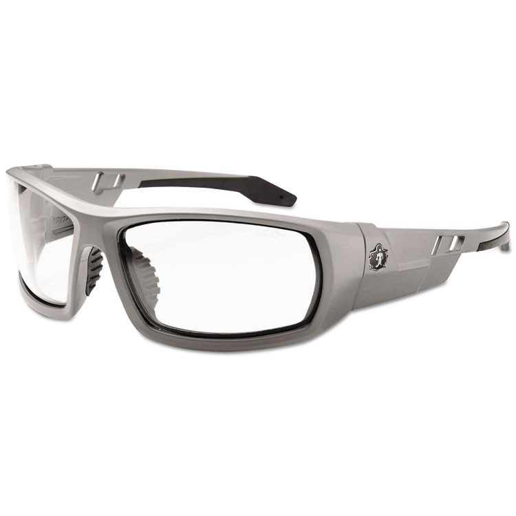 TENACIOUS HOLDINGS, INC. ergodyne® 50103 Skullerz Odin Safety Glasses, Gray Frame/Clear Lens, Anti-Fog, Nylon/Polycarb
