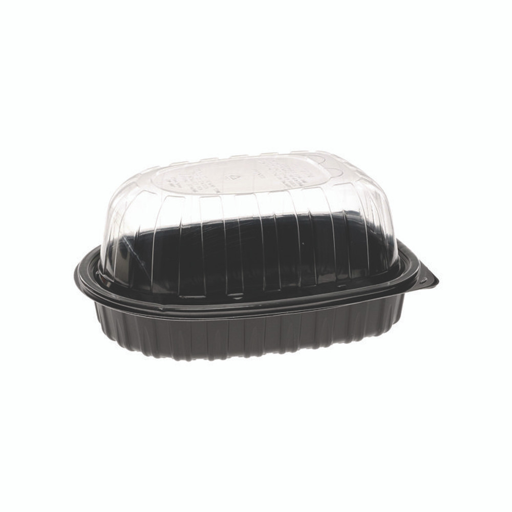 PACTIV EVERGREEN CORPORATION YCNC600700DZ MealMaster Chicken Roaster Base/Lid, 10 x 7.5 x 4, Black/Clear, Plastic, 110/Carton