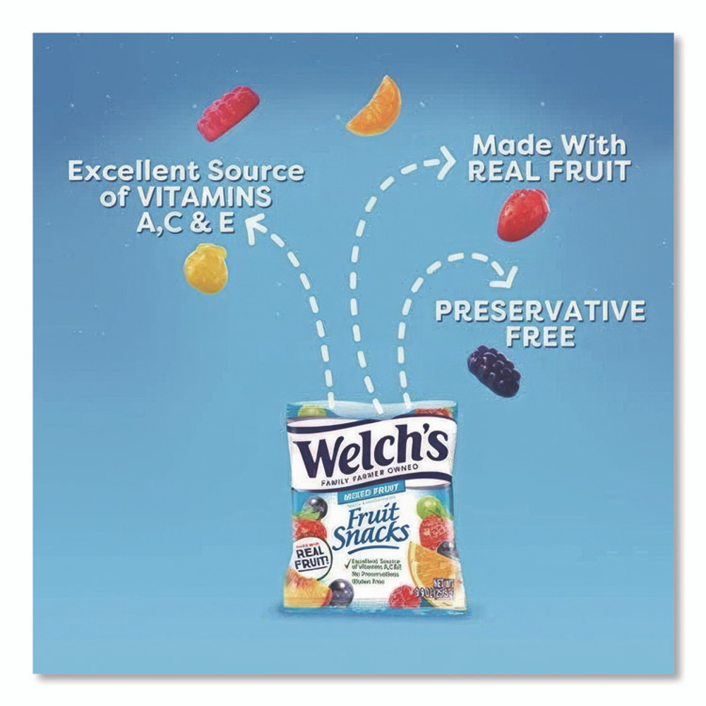 DR PEPPER SNAPPLE GROUP, INC. Welch's® PIM05098 Fruit Snacks, Mixed Fruit, 5 oz Pouch, 12/Carton