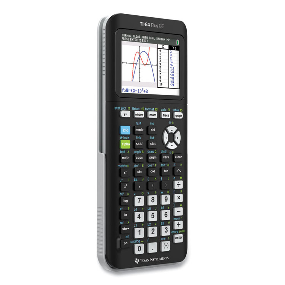 TEXAS INSTRUMENTS TI84PLUSCE TI-84 Plus CE Programmable Color Graphing Calculator, 10-Digit LCD, Black