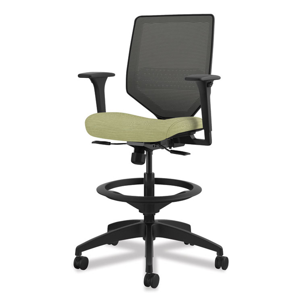 HON COMPANY SVSM1AICC82T Solve Series Mesh Back Task Stool, Supports Up to 300 lb, 23" to 33" Seat Height, Meadow Seat, Charcoal Back, Black Base