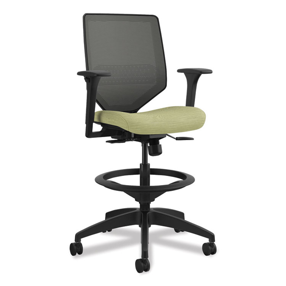 HON COMPANY SVSM1AICC82T Solve Series Mesh Back Task Stool, Supports Up to 300 lb, 23" to 33" Seat Height, Meadow Seat, Charcoal Back, Black Base