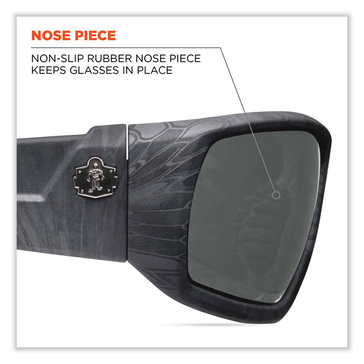 TENACIOUS HOLDINGS, INC. ergodyne® 50530 Skullerz Odin Safety Glasses, Kryptek Typhon Nylon Impact Frame, Smoke Polycarbonate Lens