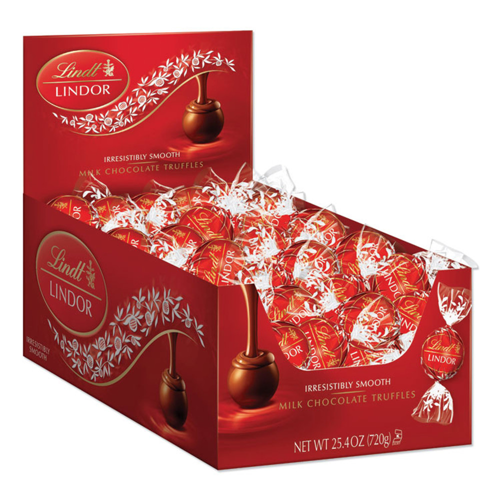 LINDT LAS3512 Lindor Milk Chocolate Truffles, 25.4 oz Box, 60/Box