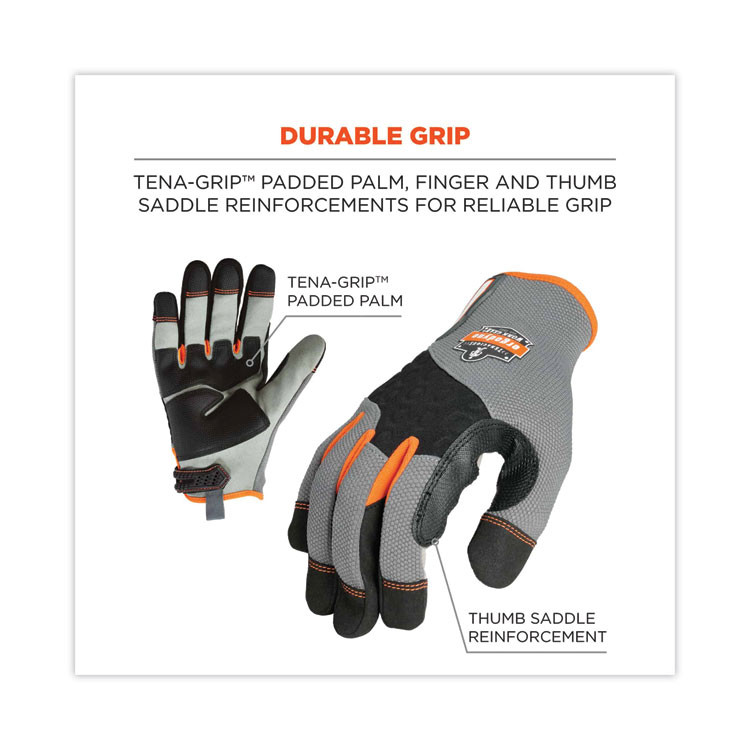 TENACIOUS HOLDINGS, INC. ergodyne® 17046 ProFlex 710 Heavy-Duty Mechanics Gloves, 9" Long, XX-Large, Gray, Pair