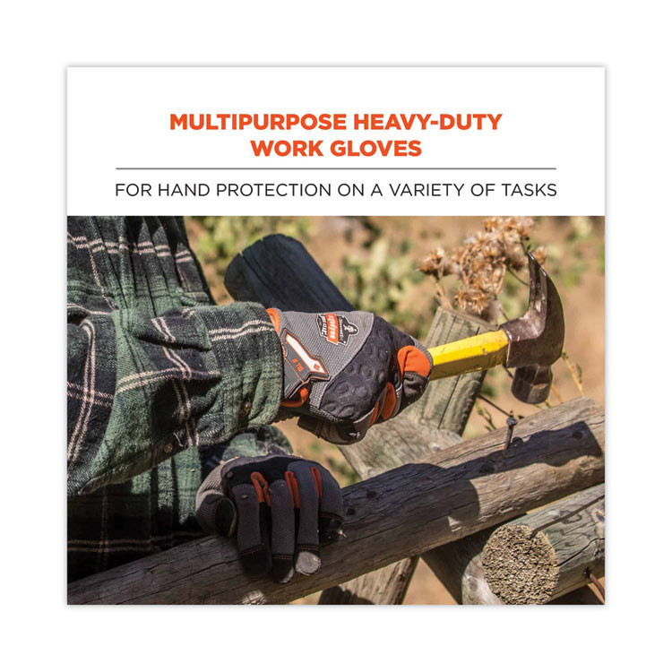 TENACIOUS HOLDINGS, INC. ergodyne® 17046 ProFlex 710 Heavy-Duty Mechanics Gloves, 9" Long, XX-Large, Gray, Pair