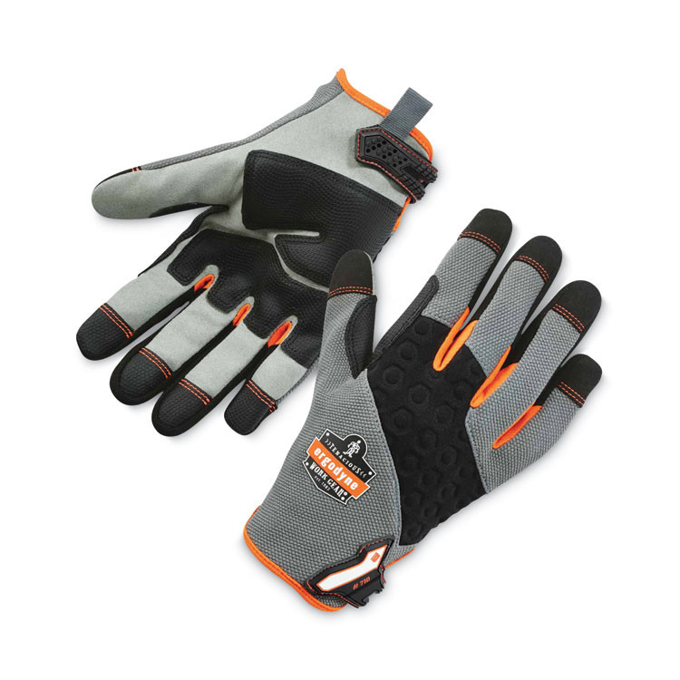TENACIOUS HOLDINGS, INC. ergodyne® 17046 ProFlex 710 Heavy-Duty Mechanics Gloves, 9" Long, XX-Large, Gray, Pair