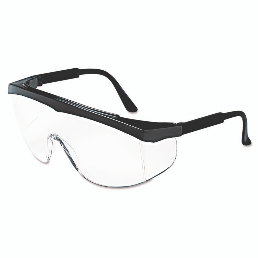 MCR SAFETY SS110BX Stratos Safety Glasses, Black Frame, Clear Lens, 12/Box