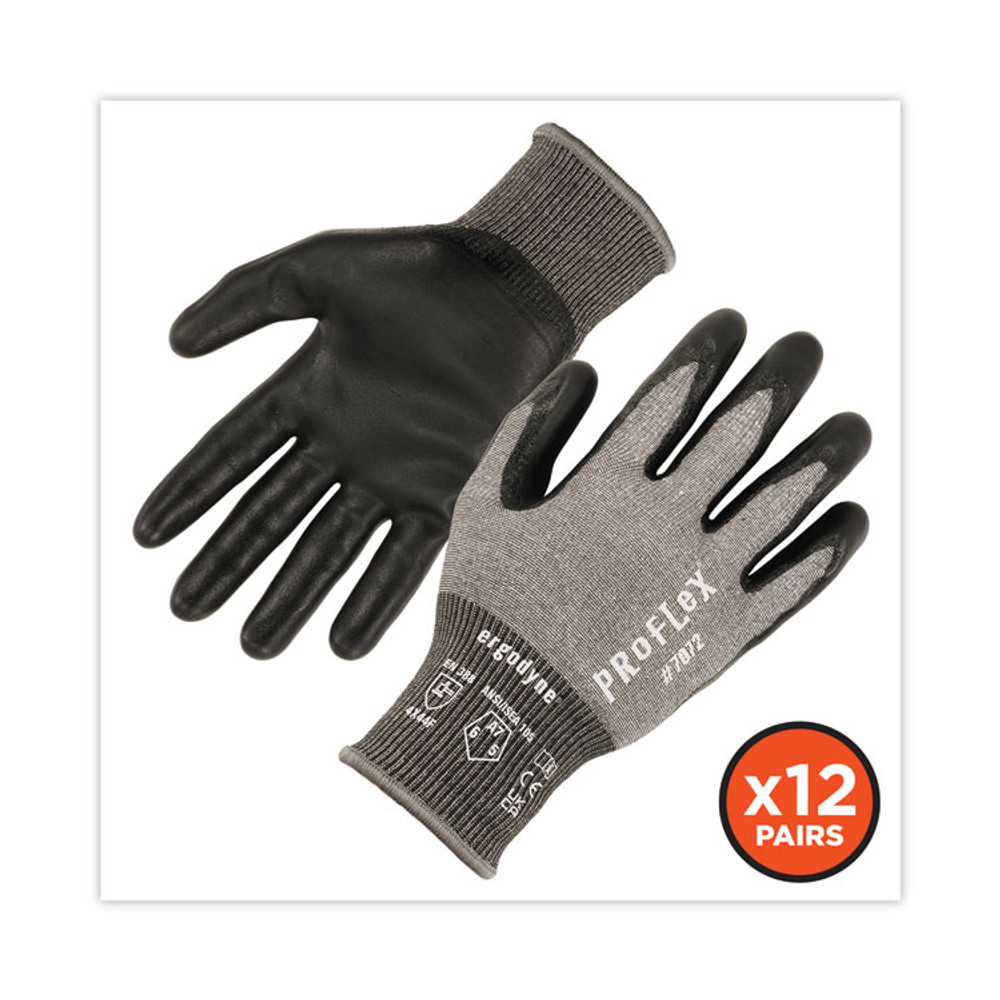 TENACIOUS HOLDINGS, INC. ergodyne® 10305 ProFlex 7072 ANSI A7 Nitrile-Coated CR Gloves, EN388: 4X44F, 9" Long, X-Large, Gray, 12 Pairs