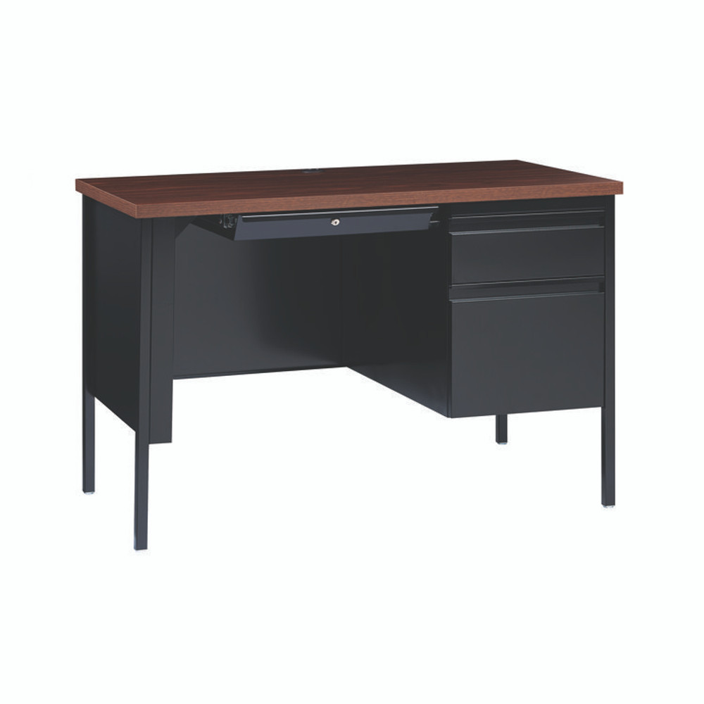 ALERA HSD4524BM Single Pedestal Steel Desk, 45" x 24" x 29.5", Mocha/Black, Black Legs