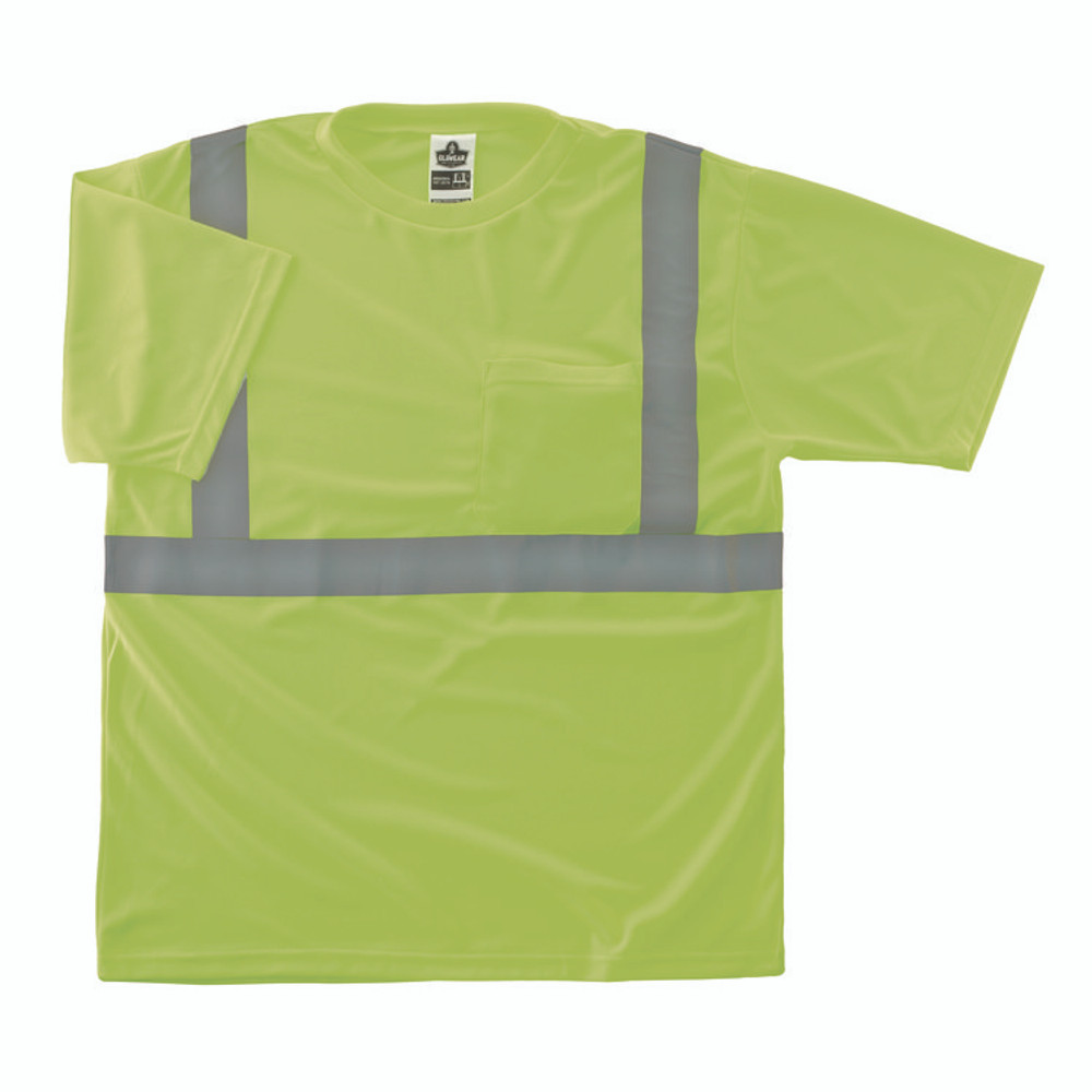 TENACIOUS HOLDINGS, INC. ergodyne® 21531 GloWear 8289-ECO Class 2 Recycled Hi-Vis T-Shirt, X-Small, Lime