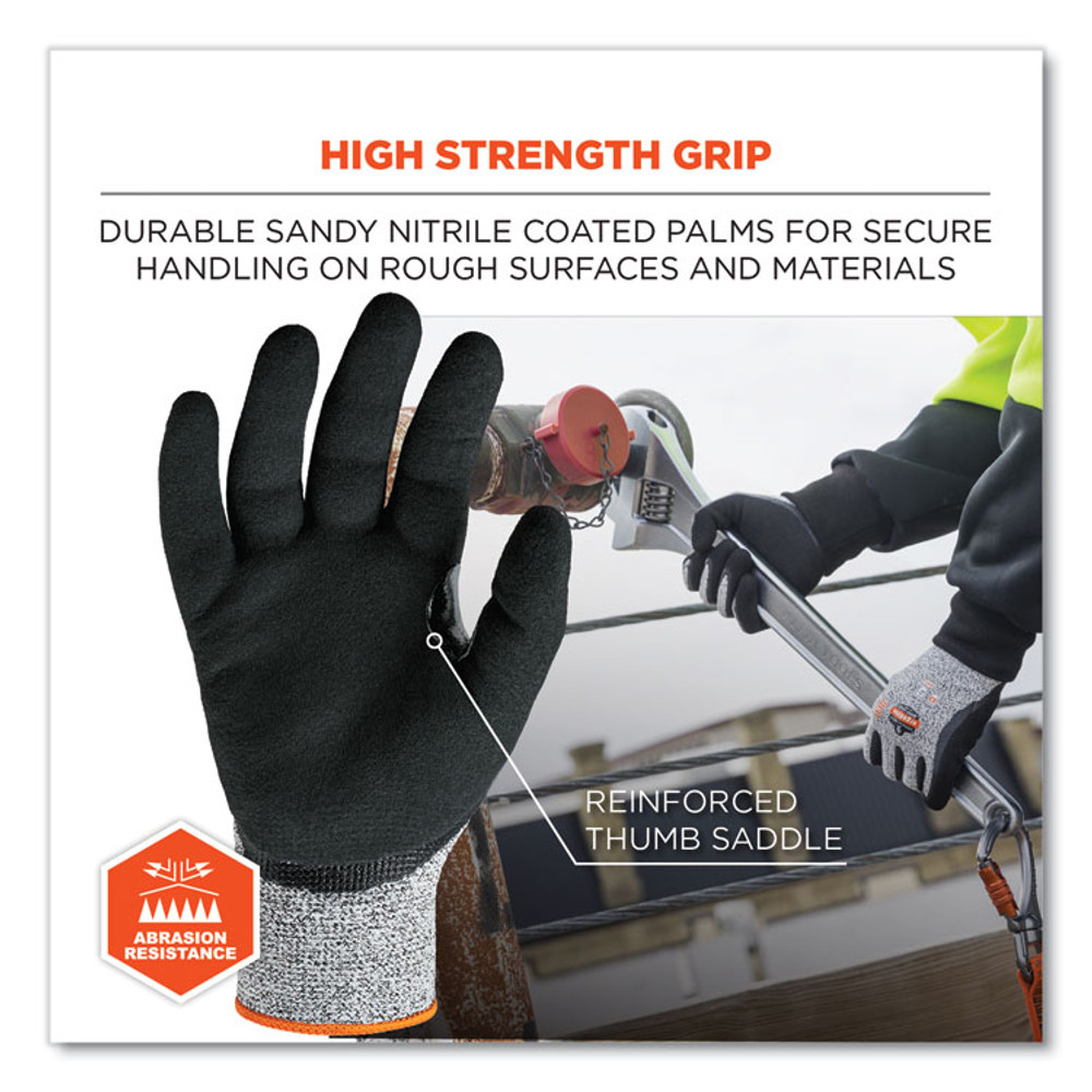 TENACIOUS HOLDINGS, INC. ergodyne® 17983 ProFlex 7031 ANSI A3 Nitrile-Coated CR Gloves, EN388: 4X42C, 9.5" Long, Medium, Gray, Pair