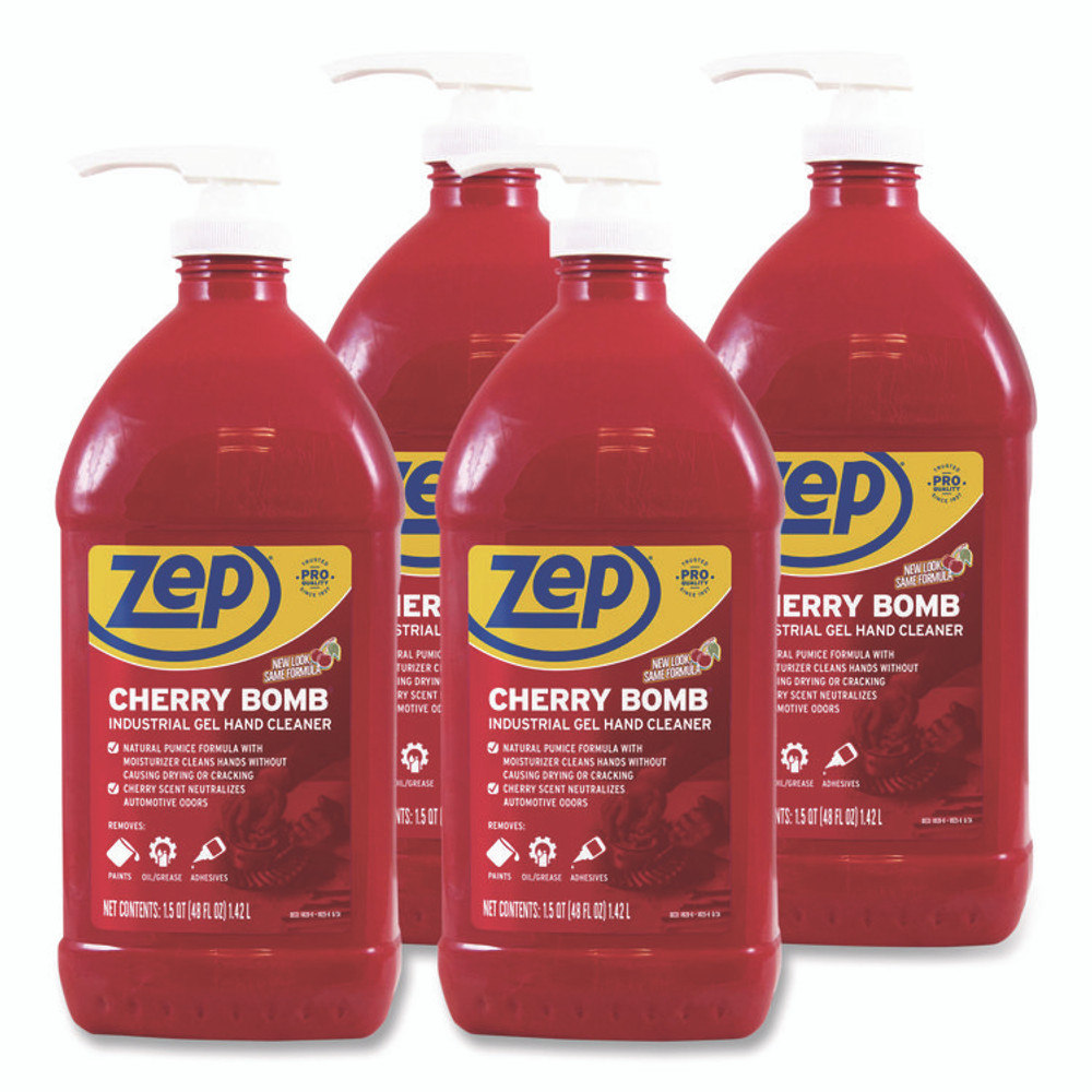 ZEP INC. Commercial® ZUCBHC484CT Cherry Bomb Gel Hand Cleaner, Cherry Scent, 48 oz, 4/Carton