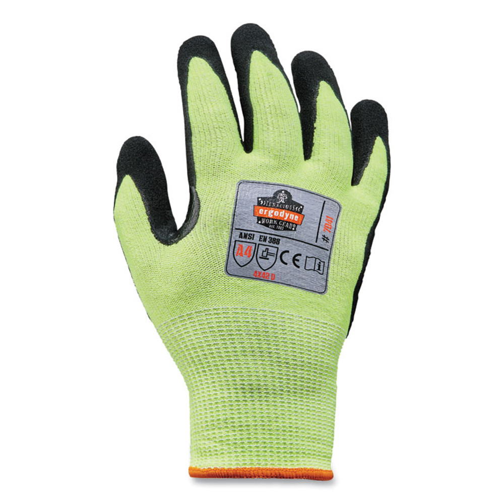 TENACIOUS HOLDINGS, INC. ergodyne® 17813 ProFlex 7041 ANSI A4 Nitrile-Coated CR Gloves, EN388: 4X42D, 10" Long, Medium, Lime, Pair