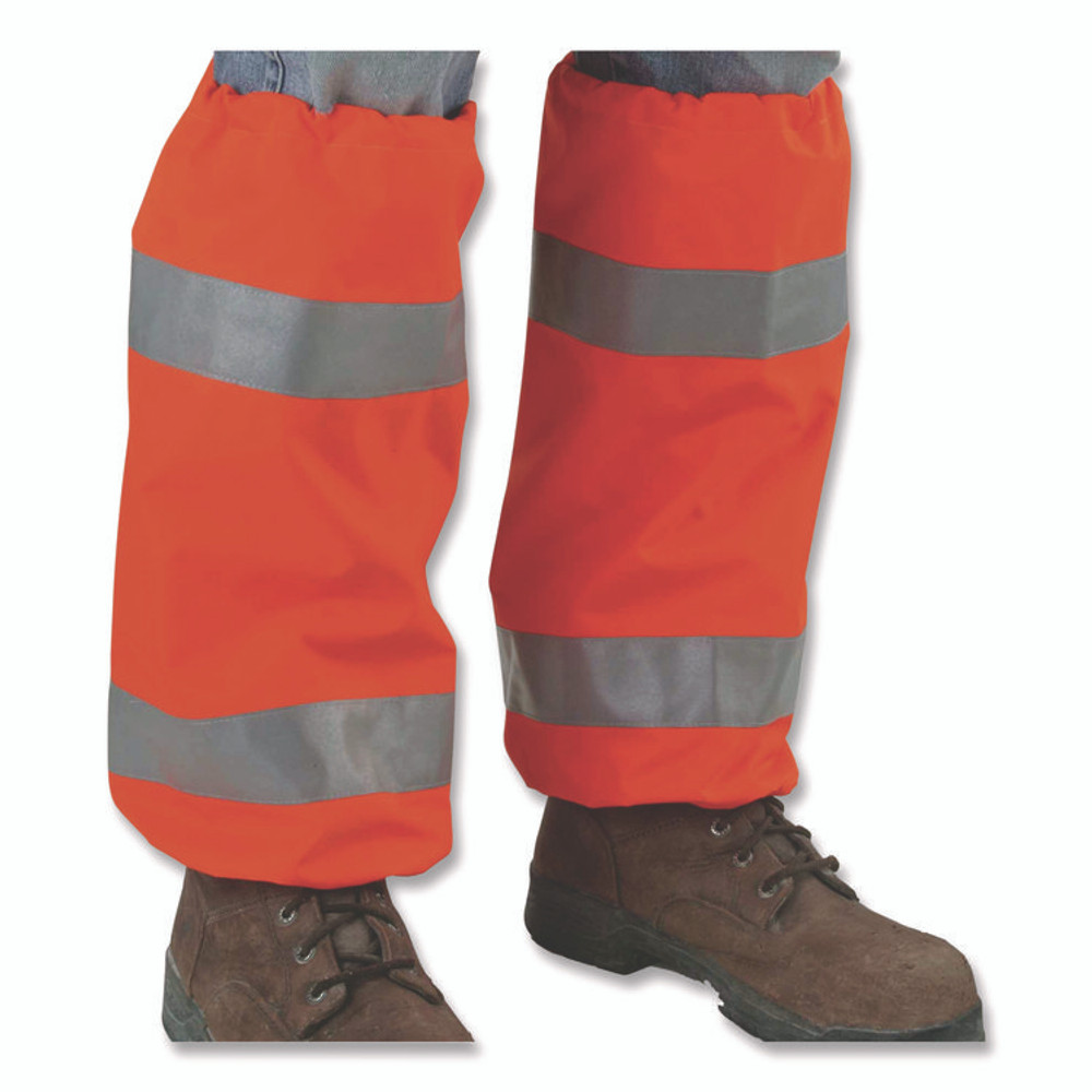 TENACIOUS HOLDINGS, INC. ergodyne® 29081 GloWear 8008 Class E Hi-Vis Leg Gaiters, Polyester with Polyurethane Coating, One Size Fits Most, Orange