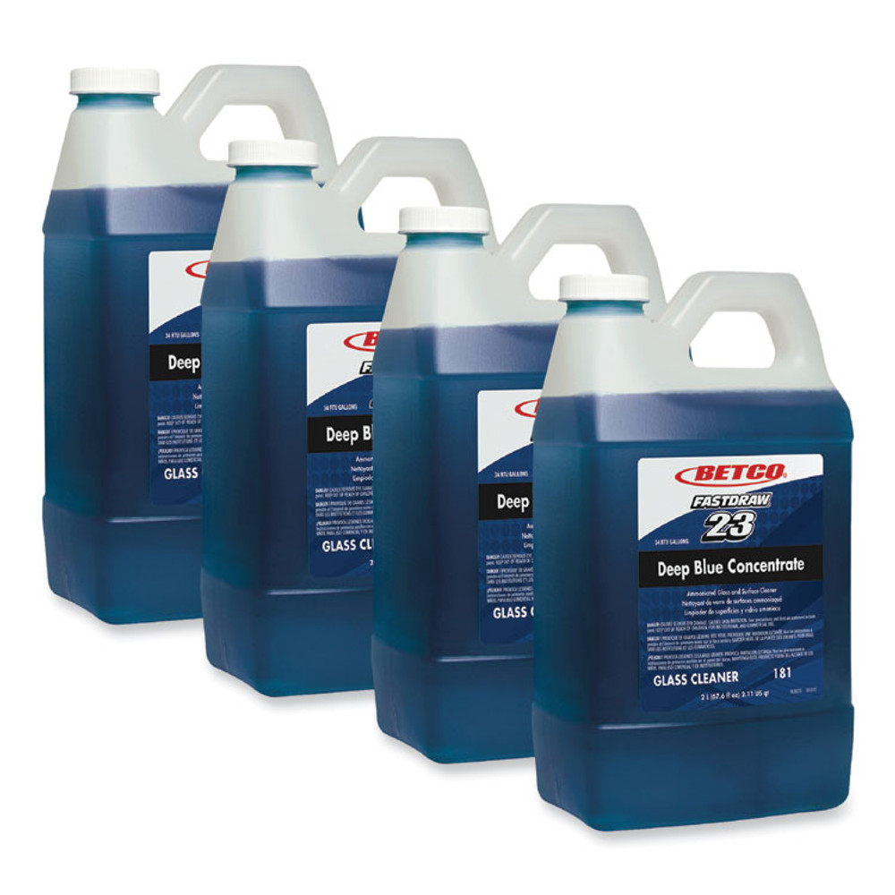 BETCO CORPORATION 1814700 Deep Blue FastDraw Glass and Surface Cleaner, 2 L Bottle, 4/Carton