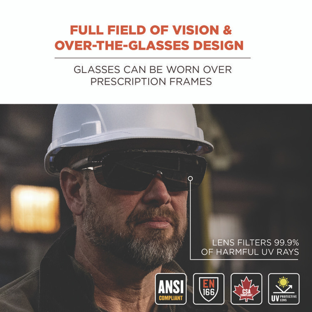 TENACIOUS HOLDINGS, INC. ergodyne® 55105 Skullerz OSMIN Safety Glasses, Matte Black Polycarbonate Frame, Smoke Polycarbonate Lens