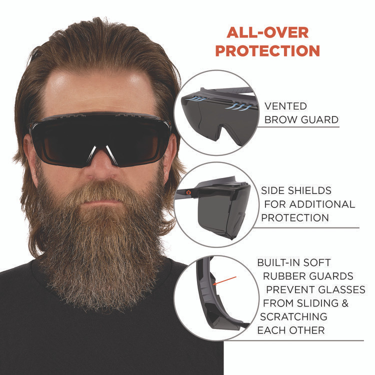 TENACIOUS HOLDINGS, INC. ergodyne® 55105 Skullerz OSMIN Safety Glasses, Matte Black Polycarbonate Frame, Smoke Polycarbonate Lens