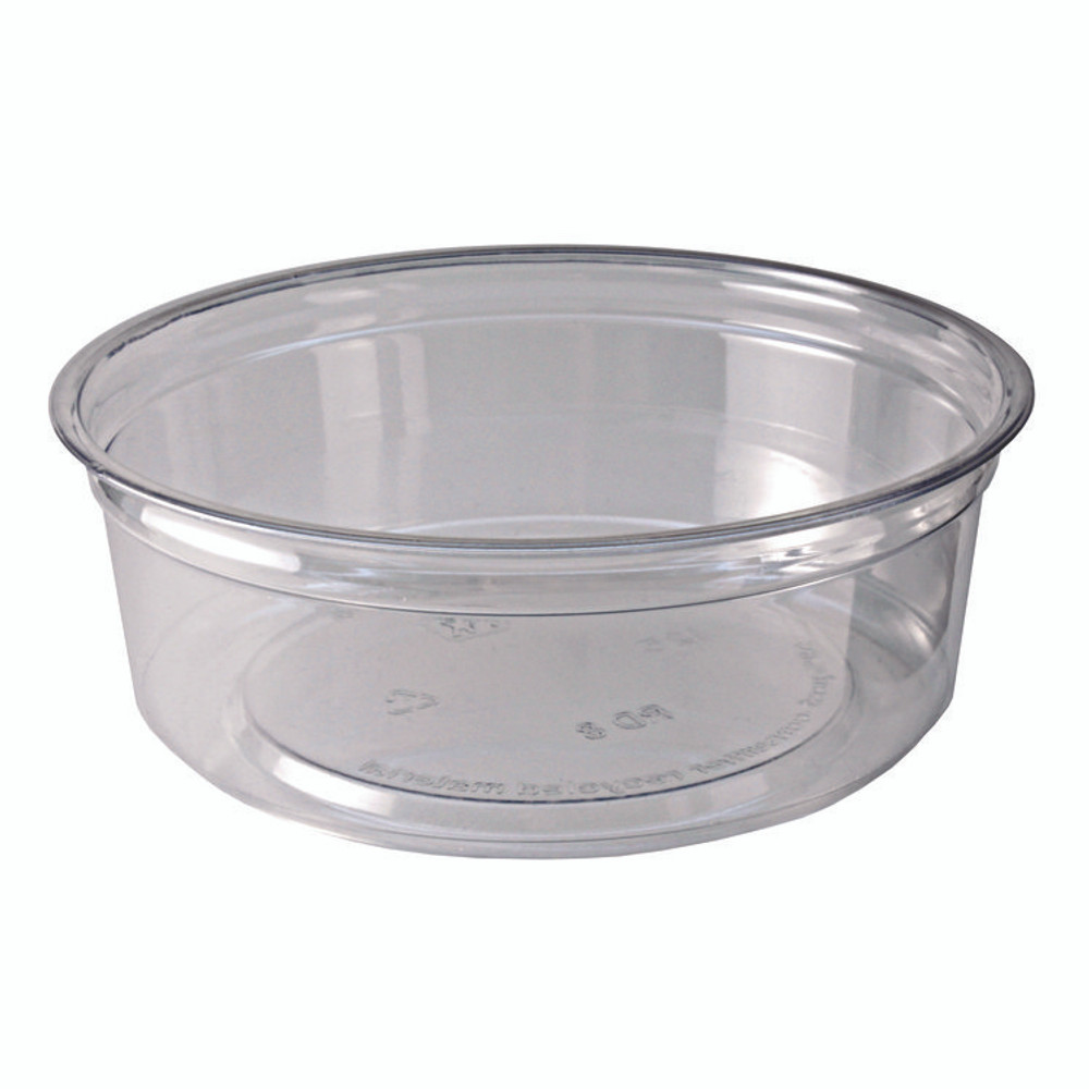 FABRI-KAL RD8 Recycleware Round Deli Container, 8 oz, 4.6" Diameter x 1.7" h, Clear, Plastic, 500/Carton