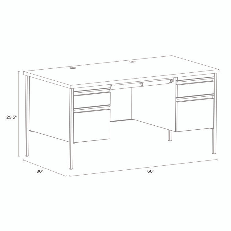 ALERA HSD6030CM Double Pedestal Steel Desk, 60" x 30" x 29.5", Mahogany/Charcoal, Charcoal Legs