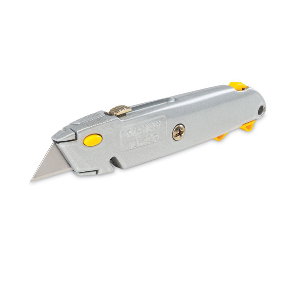 STANLEY BOSTITCH 10-499 Quick-Change Utility Knife with Twine Cutter and (3) Retractable Blades, 6.38" Metal Handle, Gray