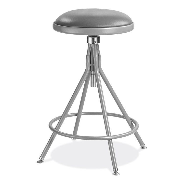 NATIONAL PUBLIC SEATING NPS® 6524H 6500 Series Height Adjustable Heavy Duty Padded Swivel Stool, Supports Up to 500 lb, 24" to 30" Seat Height, Gray
