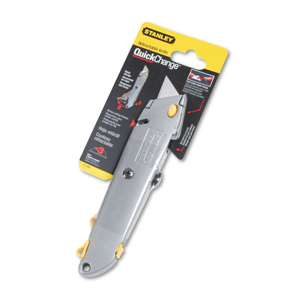 STANLEY BOSTITCH 10499BX Quick-Change Utility Knife with Twine Cutter and (3) Retractable Blades, 6" Metal Handle, Gray, 6/Box