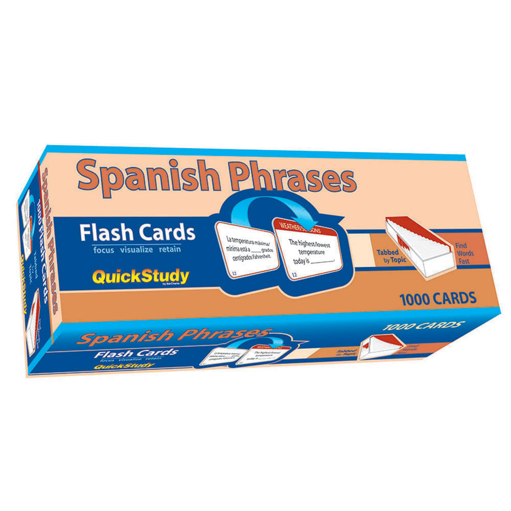 BARCHARTS INC QuickStudy 204275  Flash Cards, 4in x 3-1/2in, Spanish Phrases, Pack Of 1,000 Cards