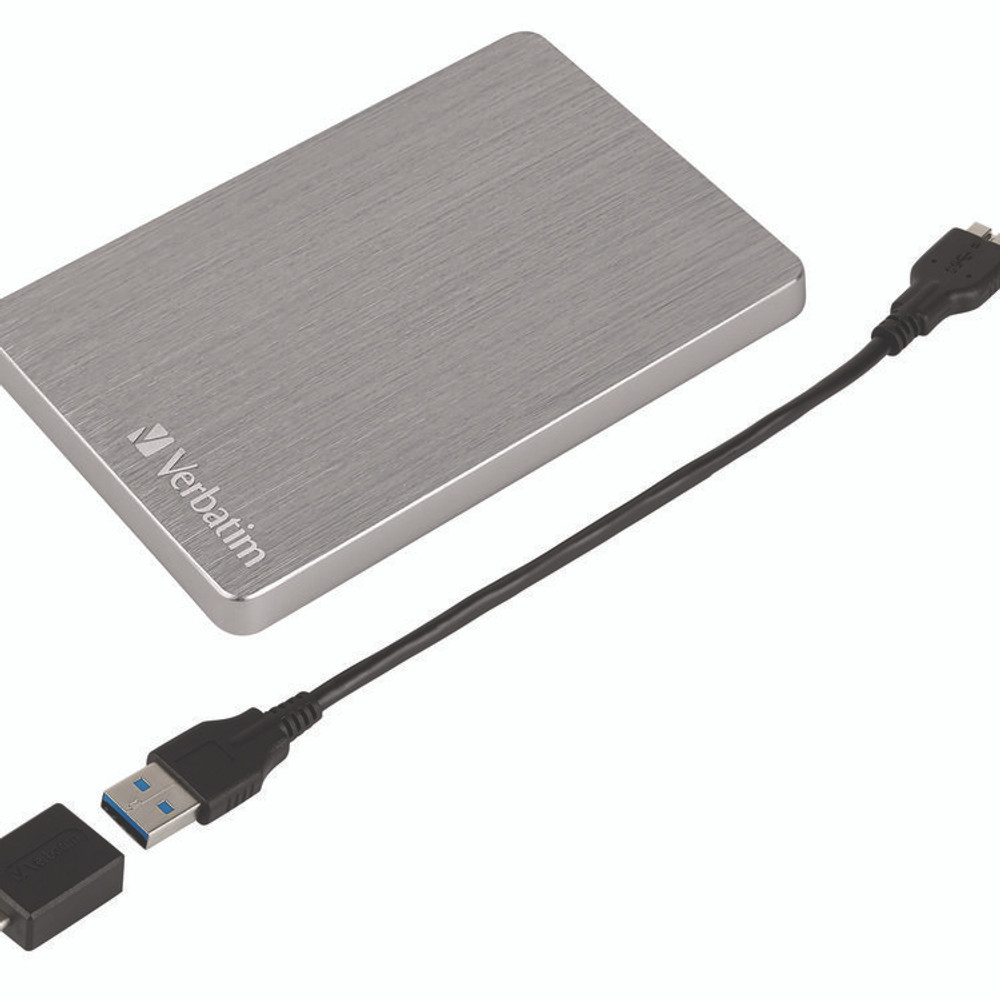 VERBATIM CORPORATION 53662 Store n' Go ALU Slim Portable Hard Drive, 1 TB, USB 3.2 Gen 1, Space Gray