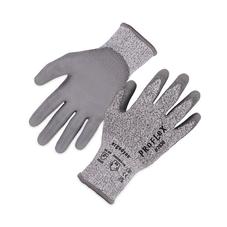 TENACIOUS HOLDINGS, INC. ergodyne® 10453 ProFlex 7030 ANSI A3 PU Coated CR Gloves, EN388: 4X42C, 9" Long, Medium, Gray, 12 Pairs