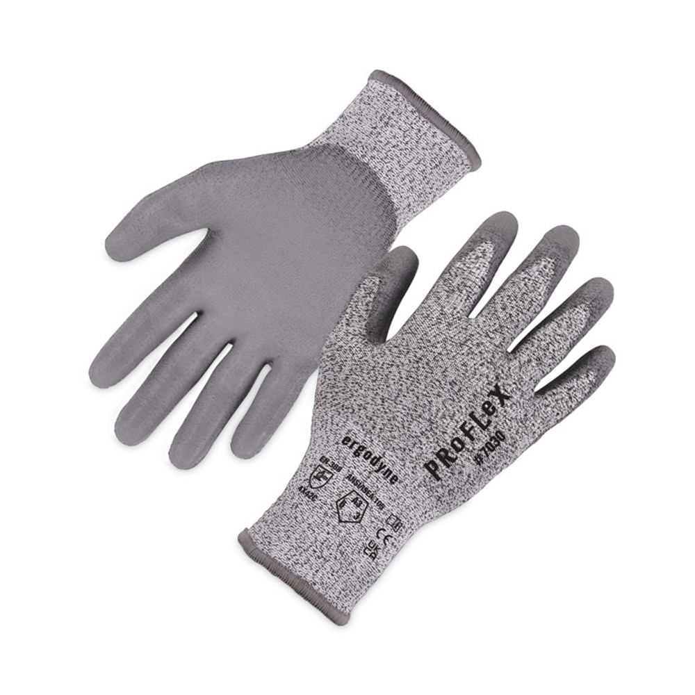 TENACIOUS HOLDINGS, INC. ergodyne® 10453 ProFlex 7030 ANSI A3 PU Coated CR Gloves, EN388: 4X42C, 9" Long, Medium, Gray, 12 Pairs