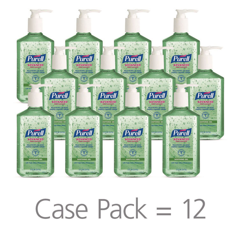 GO-JO INDUSTRIES PURELL® 3639-12CT Advanced Hand Sanitizer Soothing Gel, 12 oz Pump Bottle, Fresh Scent, 12/Carton