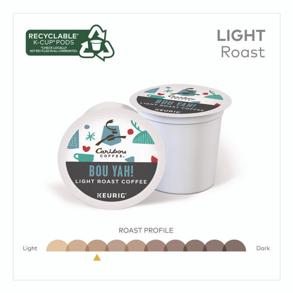 KEURIG DR PEPPER Caribou Coffee® 6865 BOU YAH K-Cup Pods, Light Roast, 22/Box