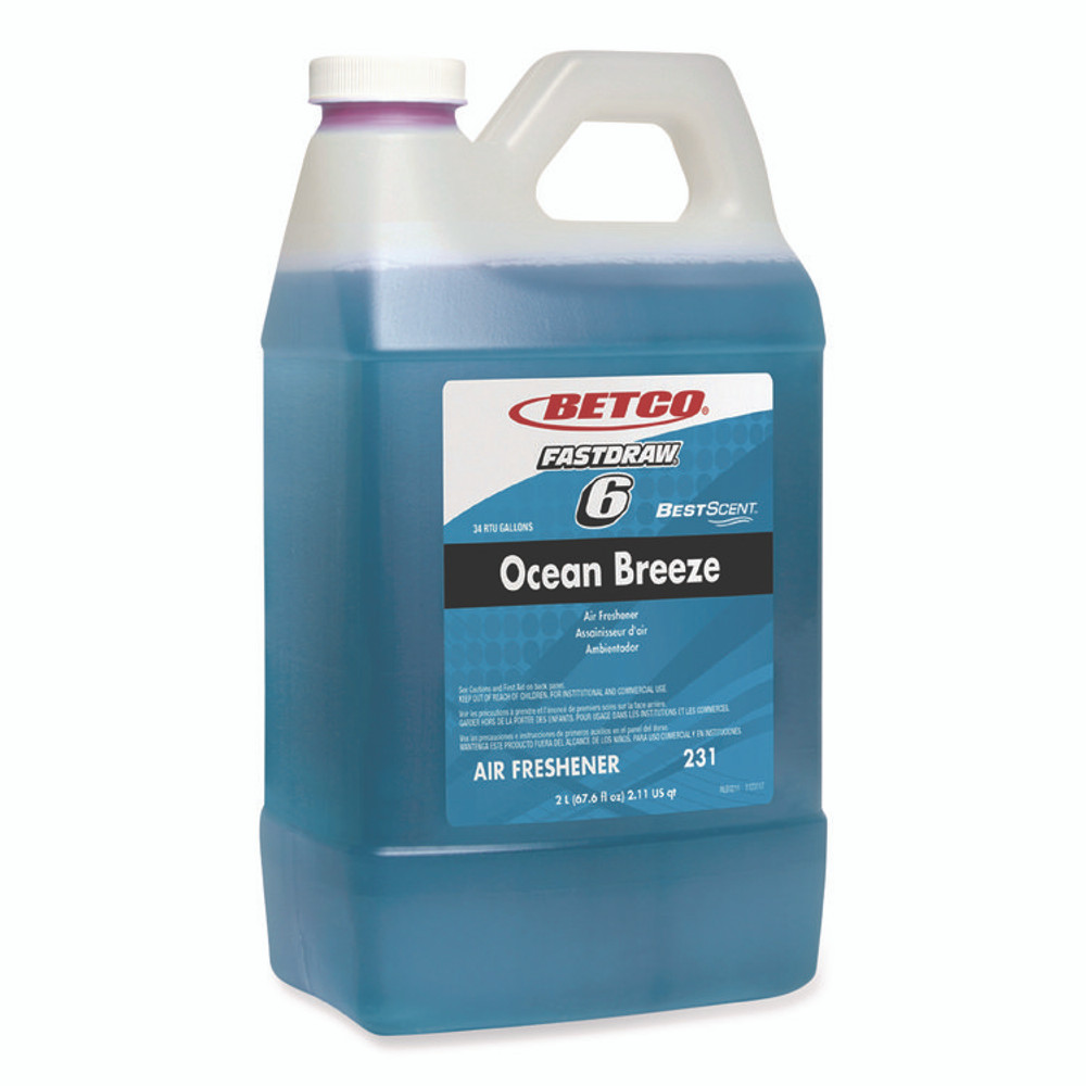 BETCO CORPORATION 2314700 BestScent Ocean Breeze FastDraw Deodorizer, Ocean Breeze Scent, 67.6 oz FastDraw Bottle, 4/Carton