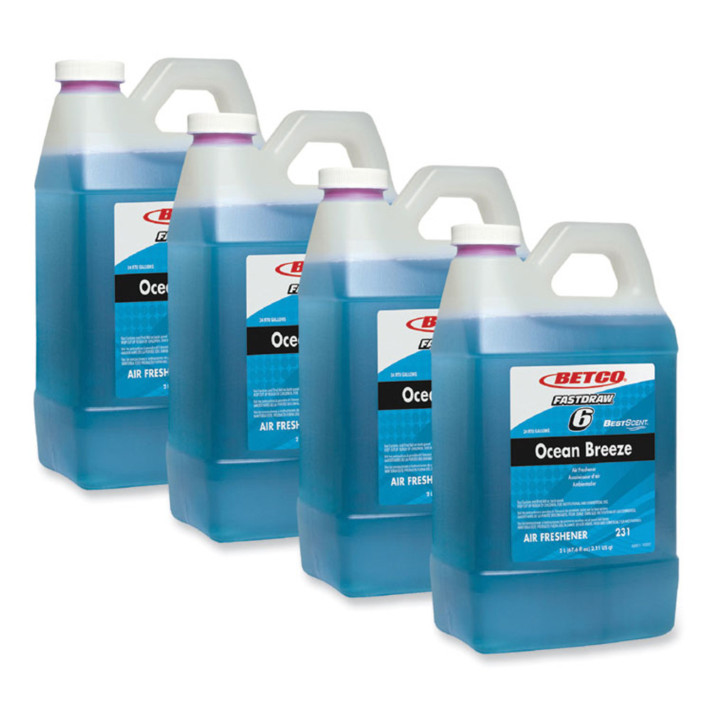 BETCO CORPORATION 2314700 BestScent Ocean Breeze FastDraw Deodorizer, Ocean Breeze Scent, 67.6 oz FastDraw Bottle, 4/Carton