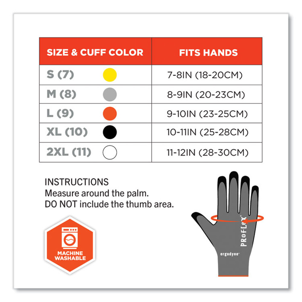 TENACIOUS HOLDINGS, INC. ergodyne® 10525 ProFlex 7043 ANSI A4 Nitrile Coated CR Gloves, EN388: 4X42D, 9" Long, X-Large, Gray, Pair