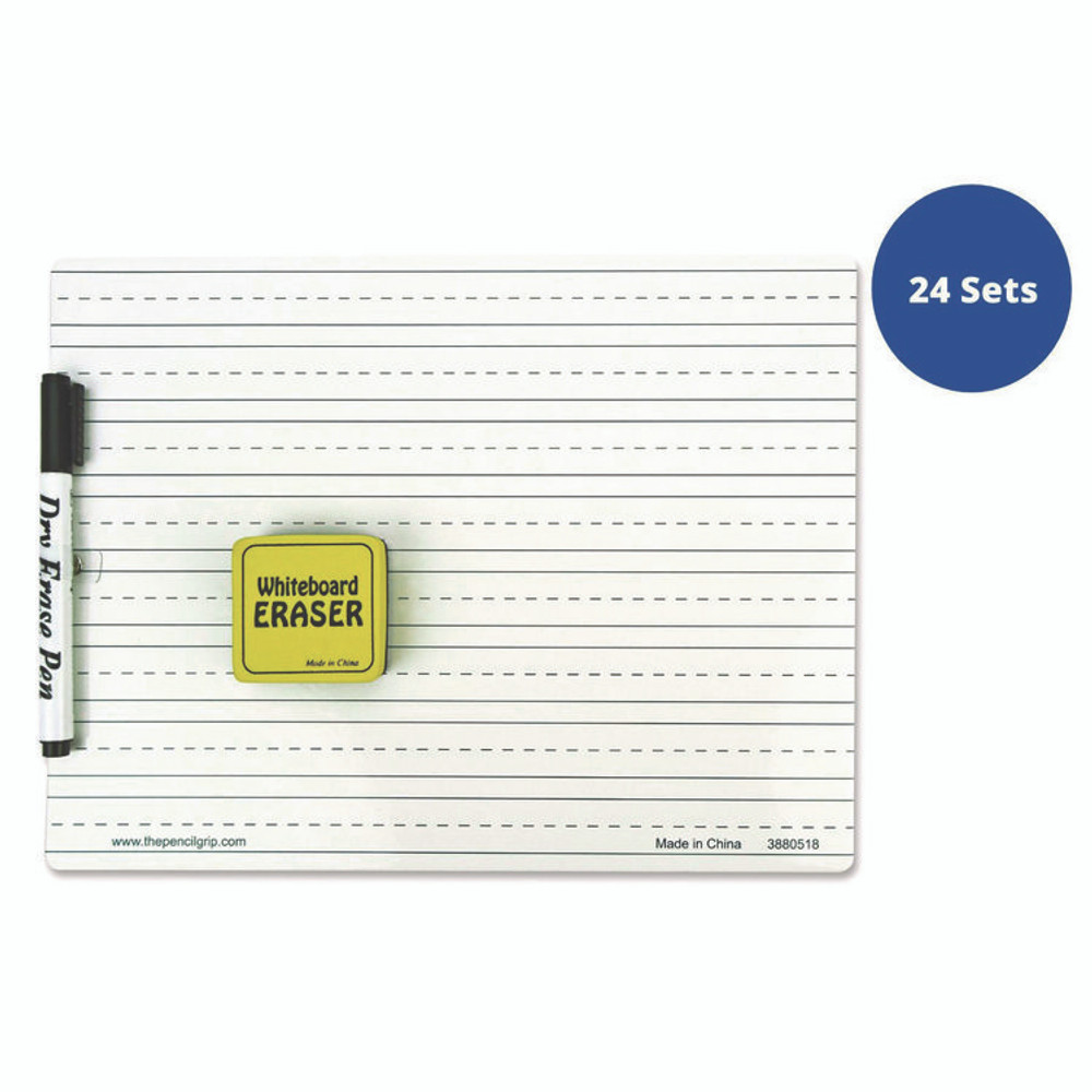THE PENCIL GRIP TPG Creations™ 38824 Dry Erase Whiteboard Student Starter Kits with Markers and Erasers, 11.75" x 9", White Surface, 24/Carton