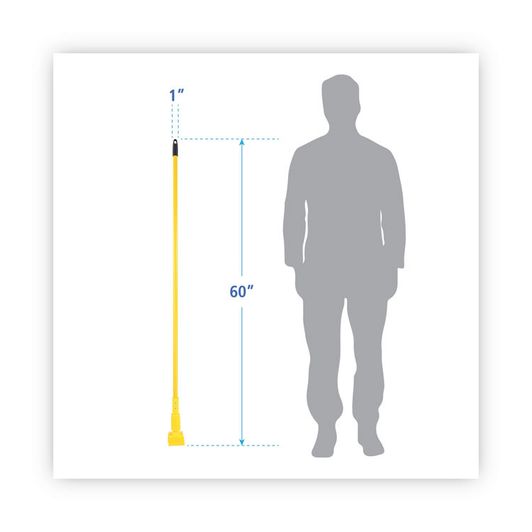 BOARDWALK 610 Plastic Jaws Mop Handle for 5" Wide Mop Heads, 1" dia x 60", Yellow