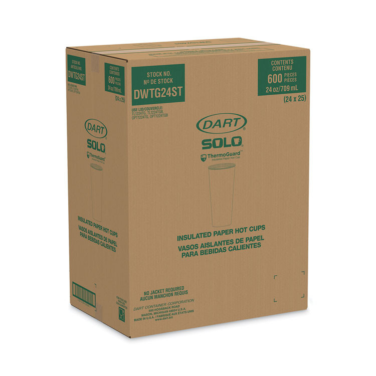 DART SOLO® DWTG24ST Thermoguard Insulated Paper Hot Cups, 24 oz, Steam Print Design, 600/Carton